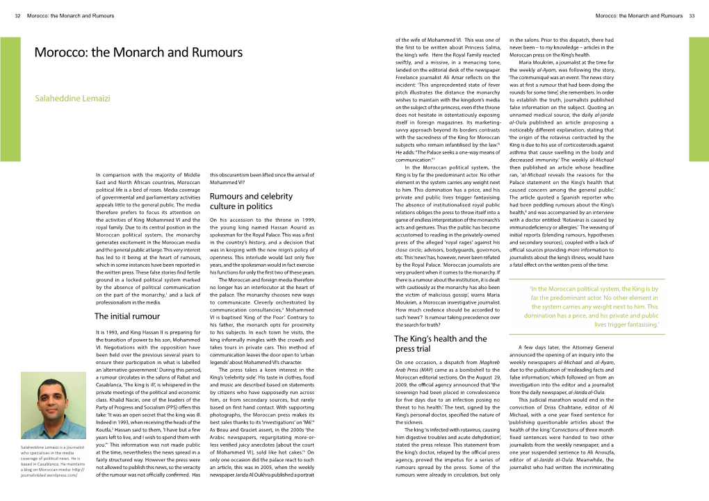 Morocco: the Monarch and Rumours Morocco: the Monarch and Rumours 33