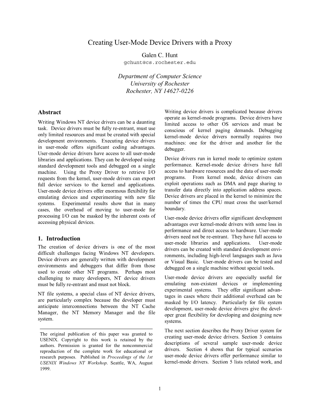 Creating User-Mode Device Drivers with a Proxy Galen C