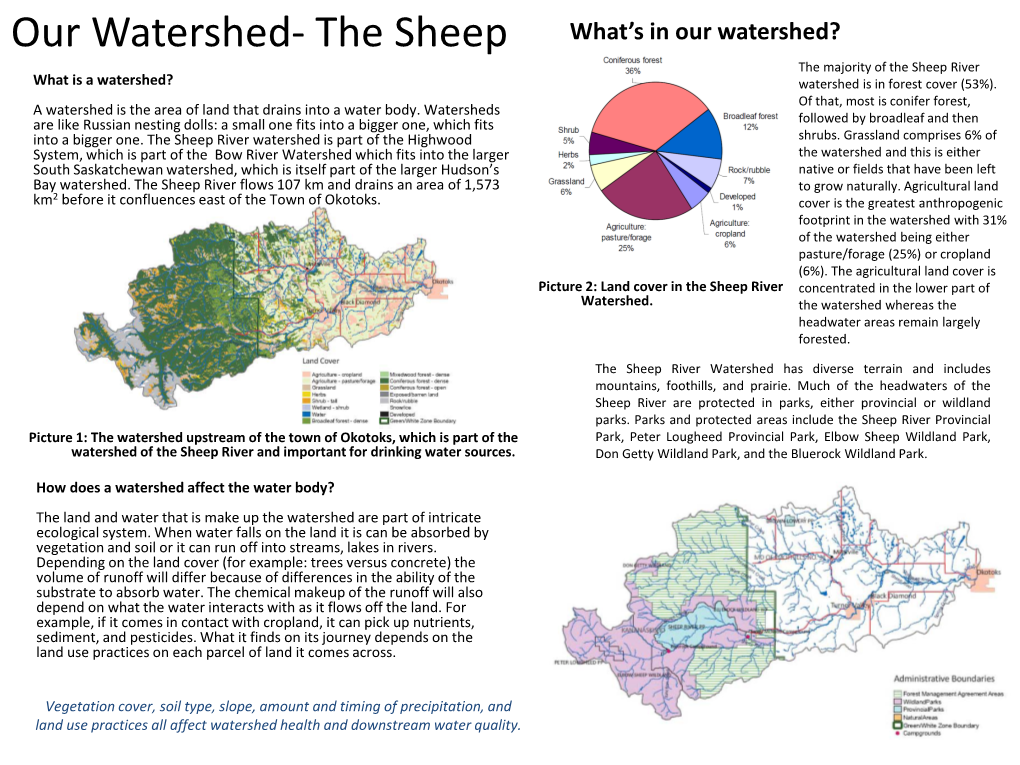 Watershed? the Majority of the Sheep River What Is a Watershed? Watershed Is in Forest Cover (53%)