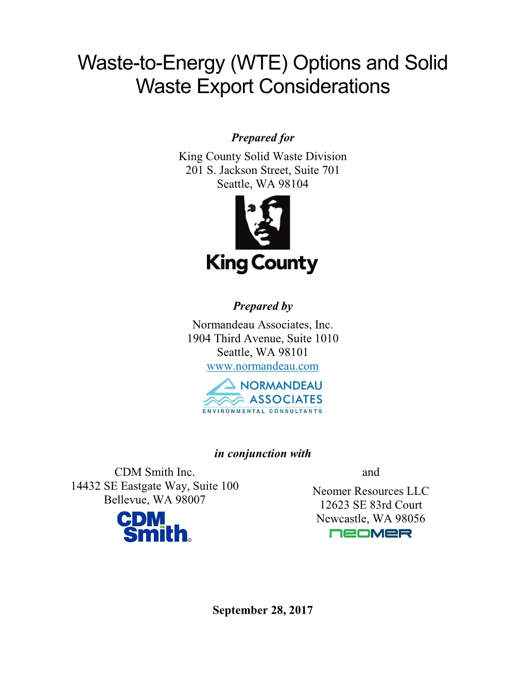 (WTE) Options and Solid Waste Export Considerations