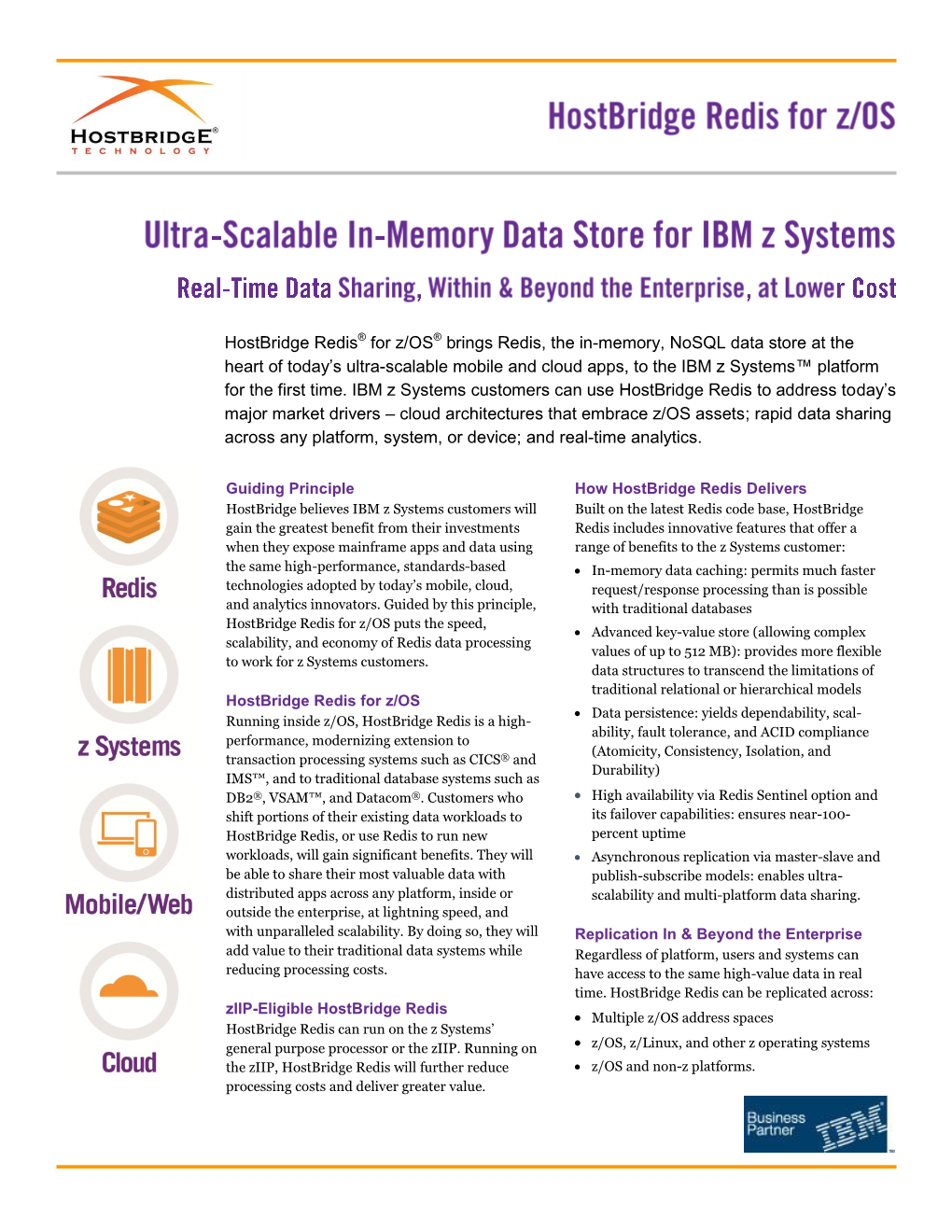 Hostbridge Redis® for Z/OS® Brings Redis, the In-Memory, Nosql Data
