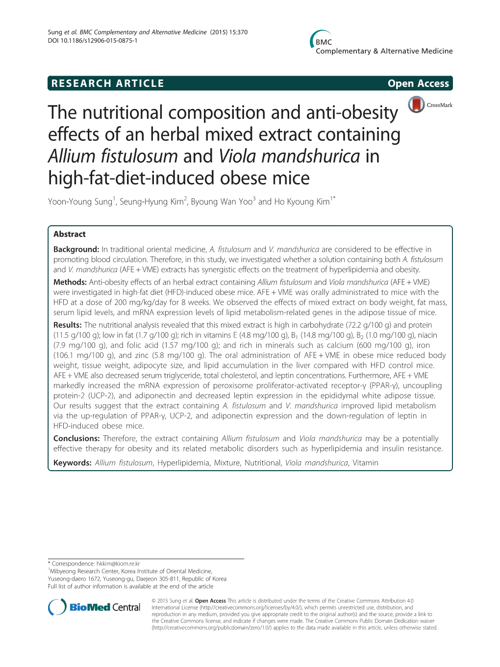The Nutritional Composition and Anti-Obesity Effects of an Herbal