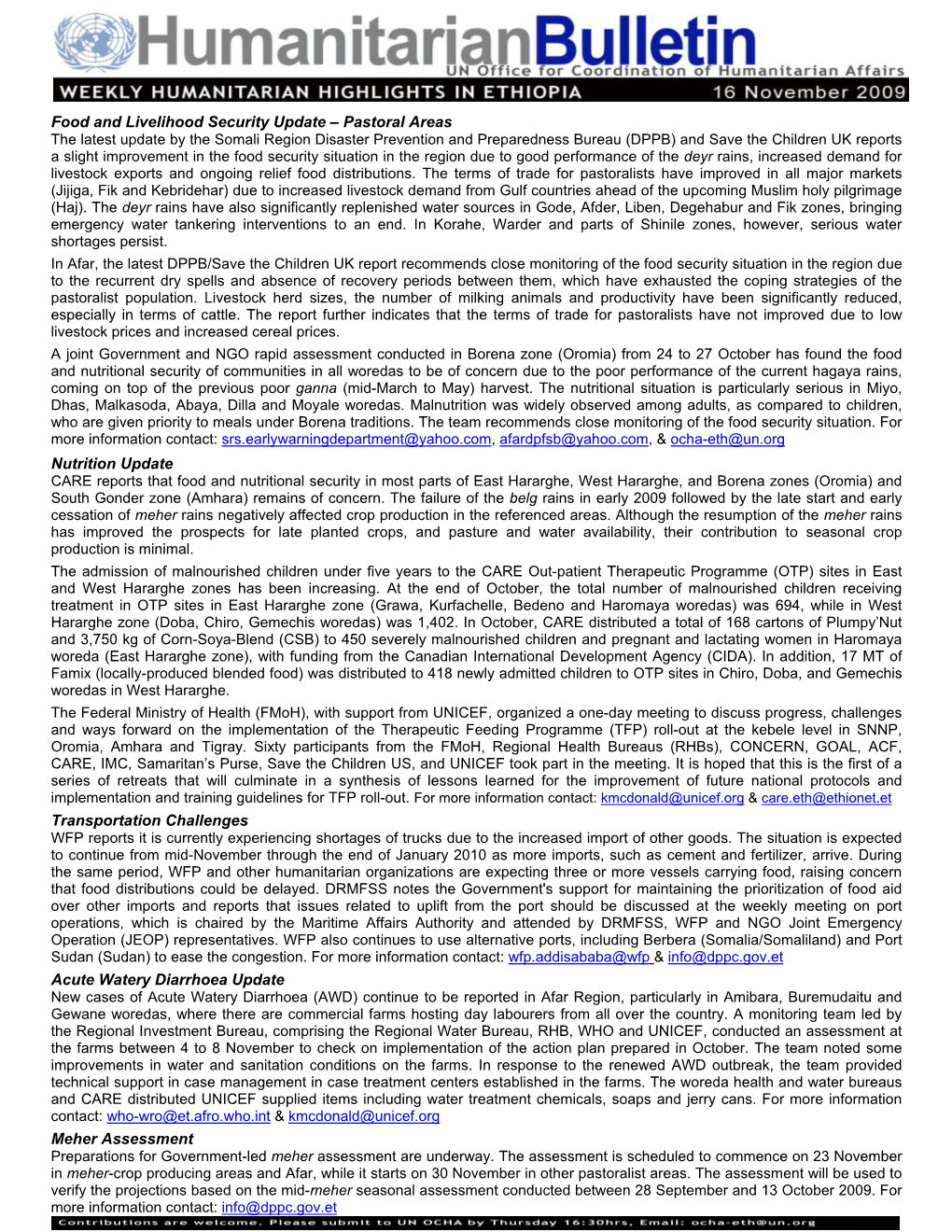 Pastoral Areas Nutrition Update Transportation