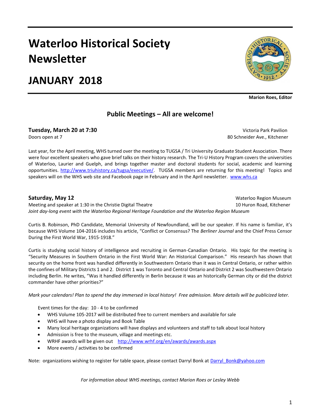 2018 Newsletters