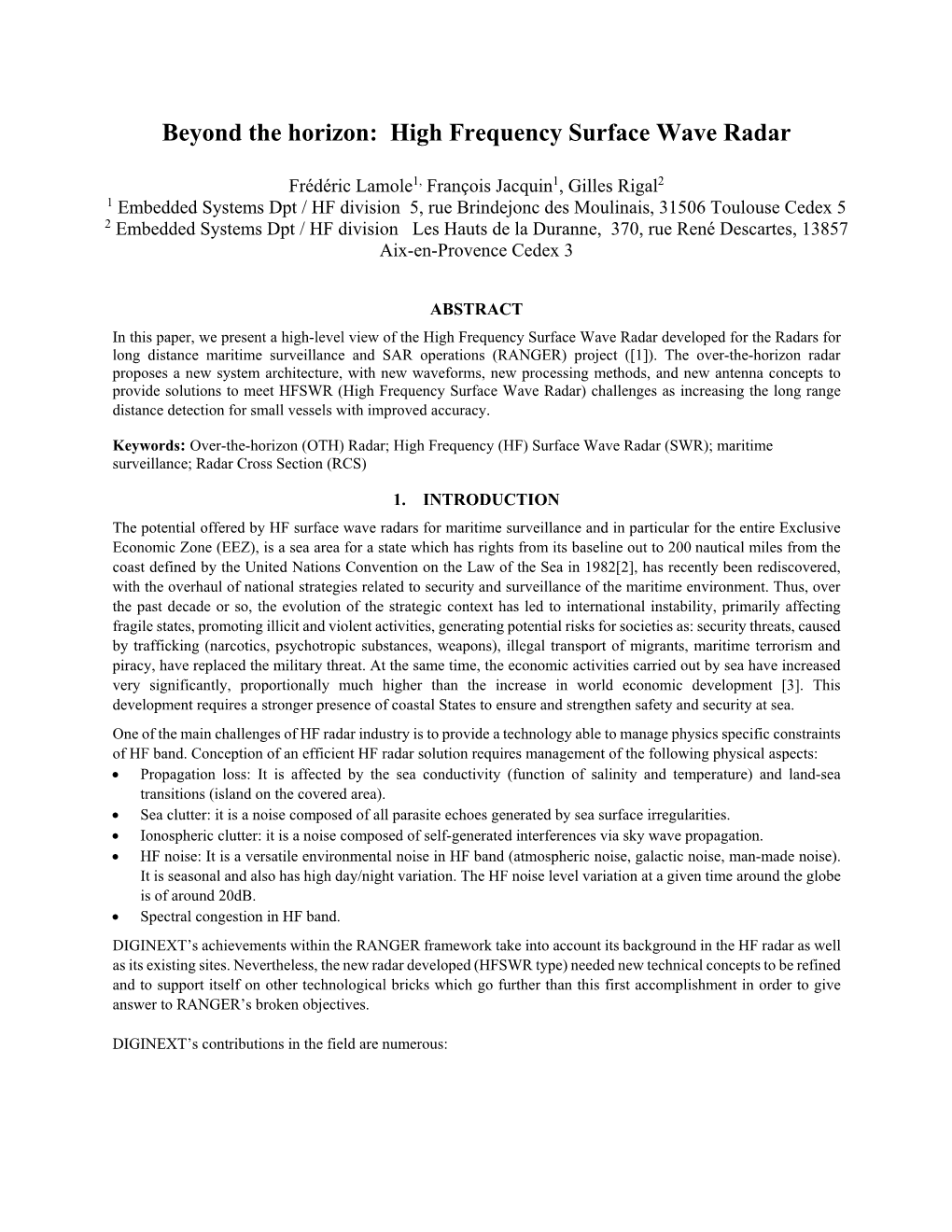 High Frequency Surface Wave Radar