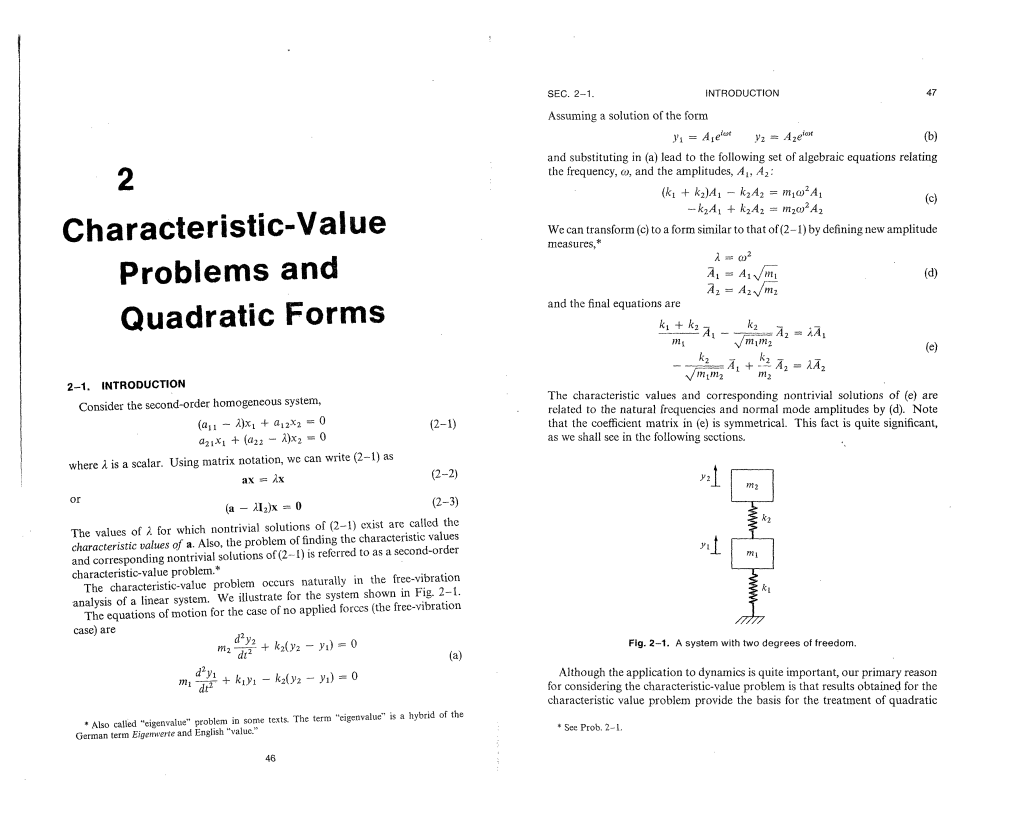 2 Characteristic-Value Problems and Quadratic Forms