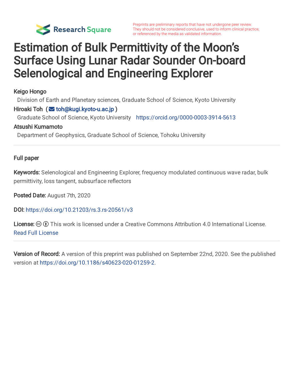 Estimation of Bulk Permittivity of the Moon's Surface