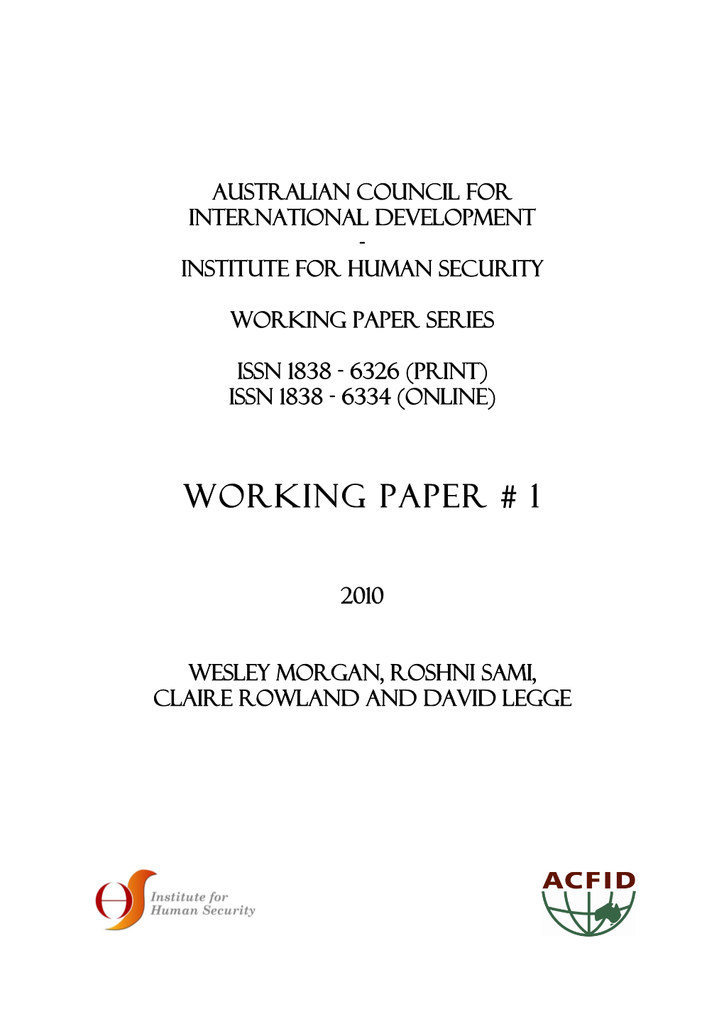 Working Paper Series