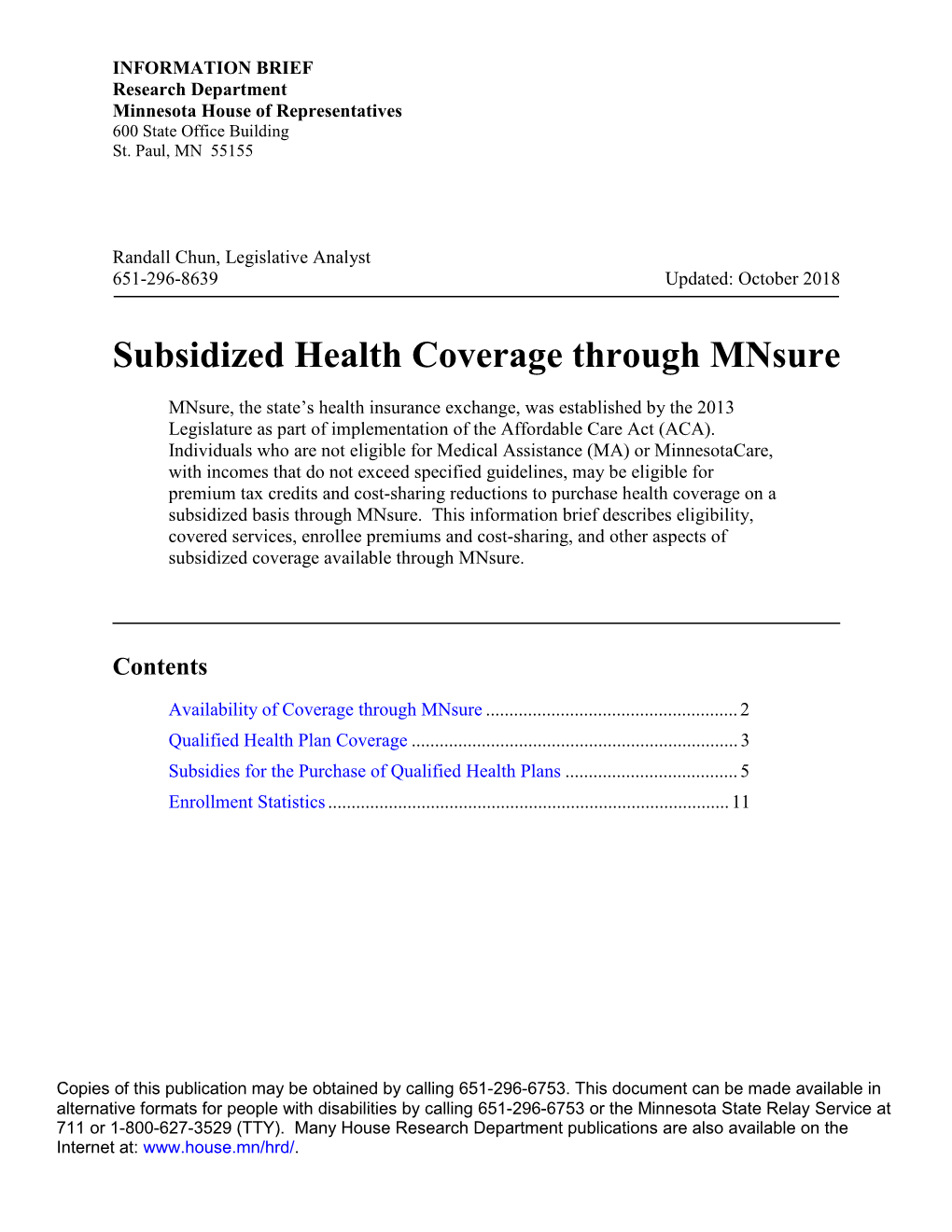 Subsidized Health Coverage Through Mnsure