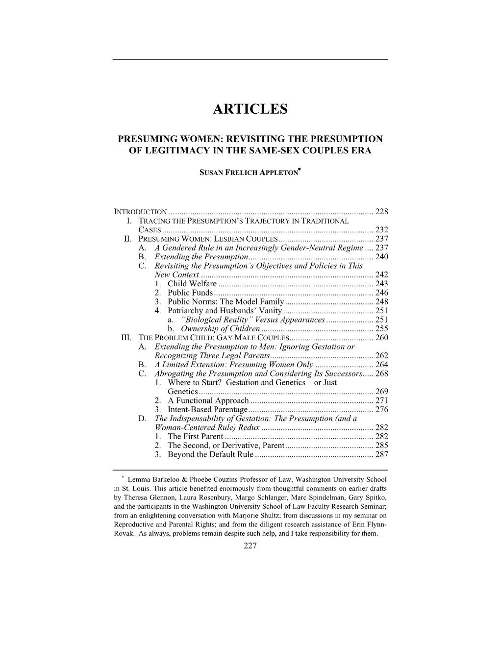 Revisiting the Presumption of Legitimacy in the Same-Sex Couples Era