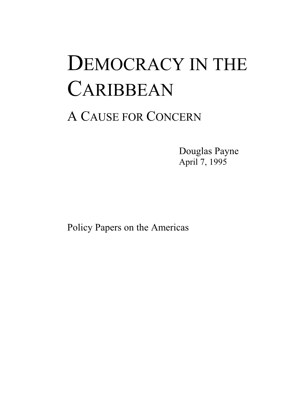 Democracy in the Caribbean a Cause for Concern