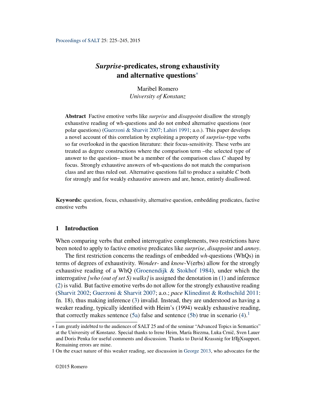 Surprise-Predicates, Strong Exhaustivity and Alternative Questions∗