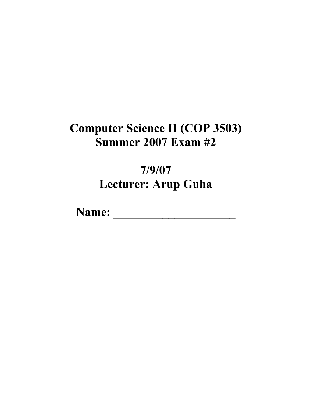 Computer Science II (COP 3503)