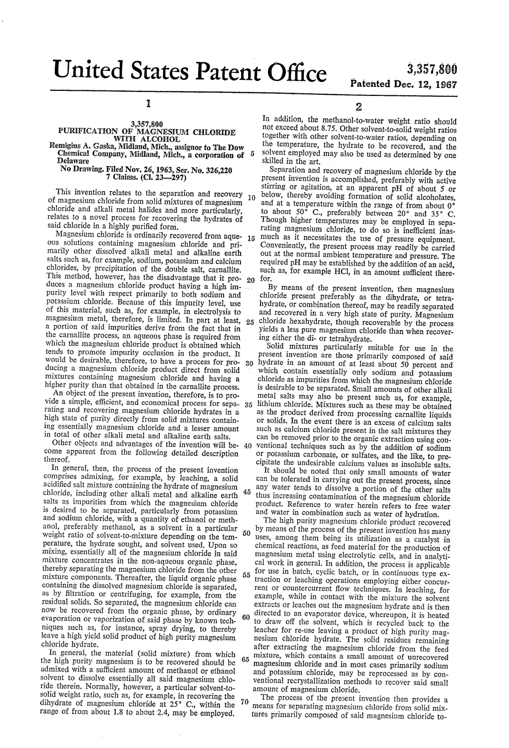 United States Patent Office Patented Dec