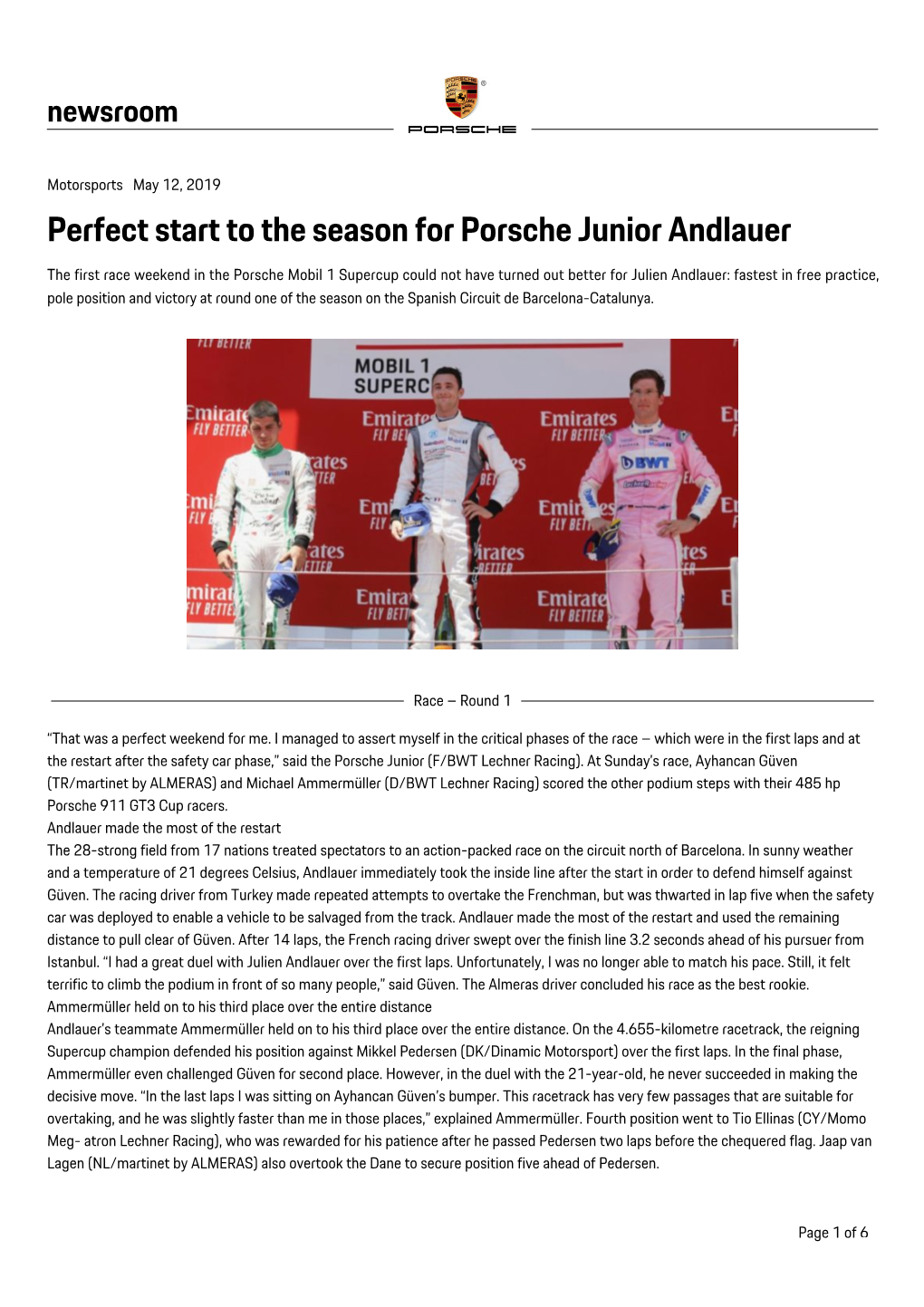Perfect Start to the Season for Porsche Junior Andlauer