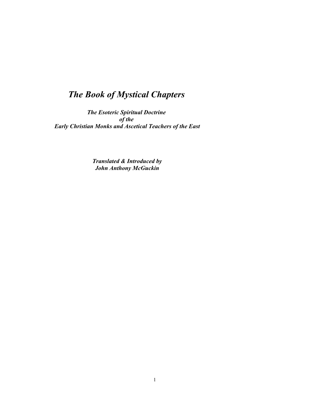 The Book of Mystical Chapters