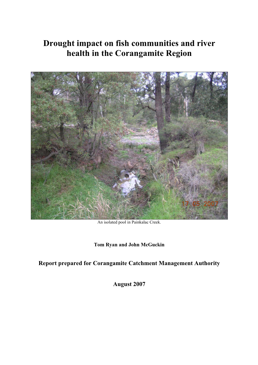 Drought Impact on Fish Communities and River Health in the Corangamite Region