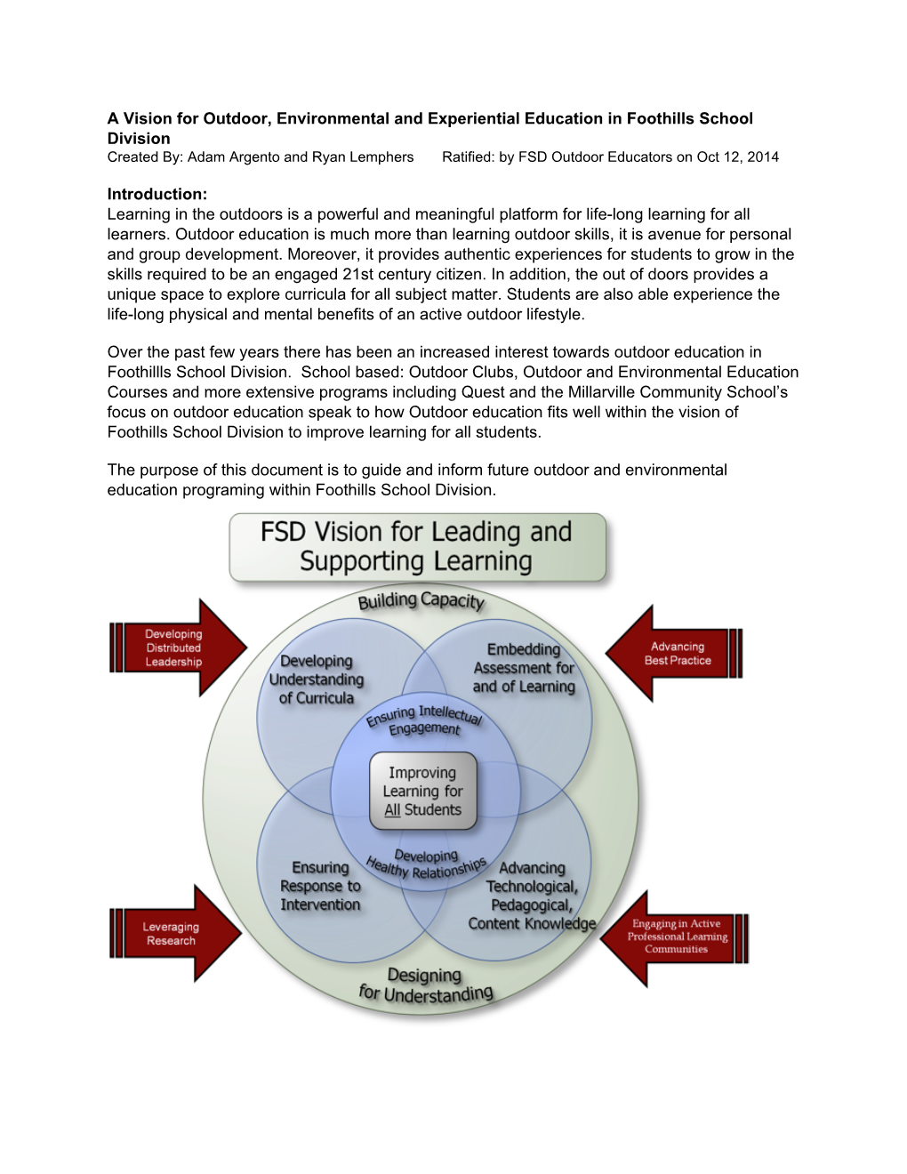 A Vision for Outdoor, Environmental and Experiential Education in Foothills School Division Introduction