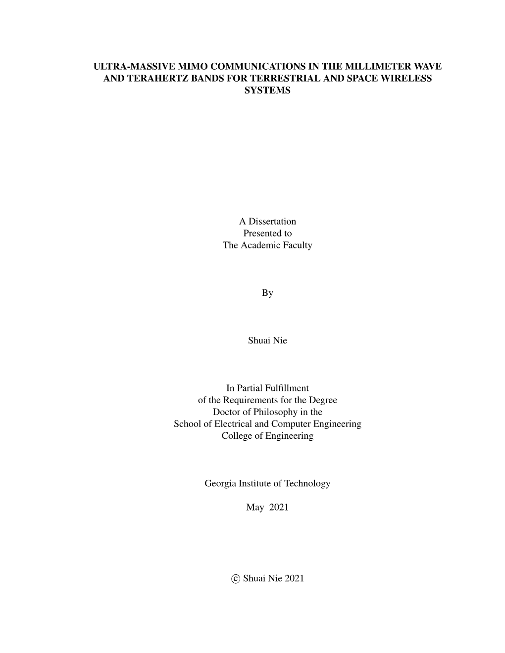 Ultra-Massive Mimo Communications in the Millimeter Wave and Terahertz Bands for Terrestrial and Space Wireless Systems