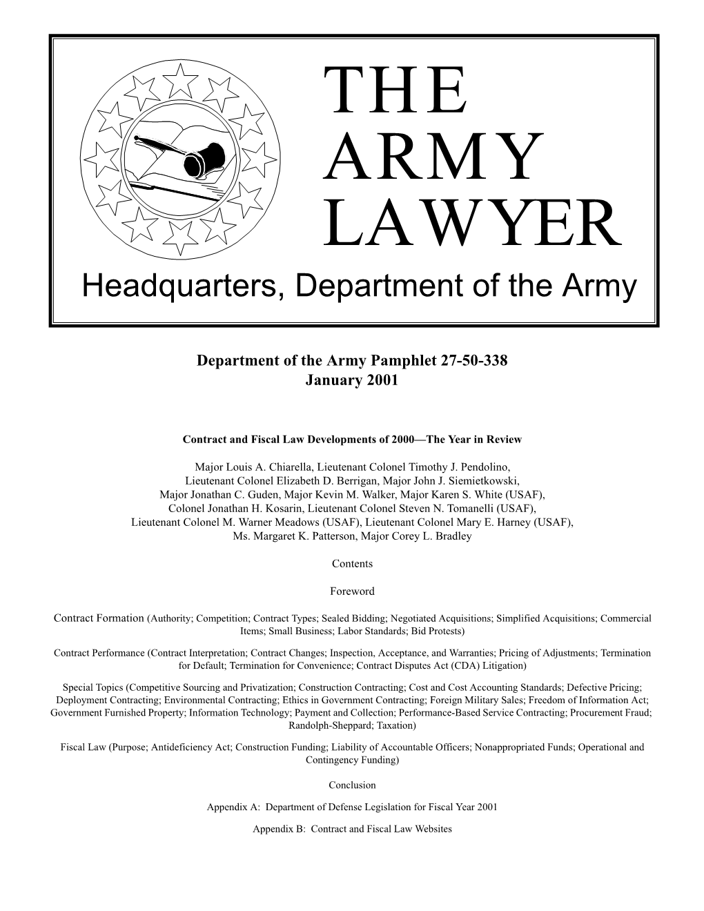 THE ARMY LAWYER Headquarters, Department of the Army