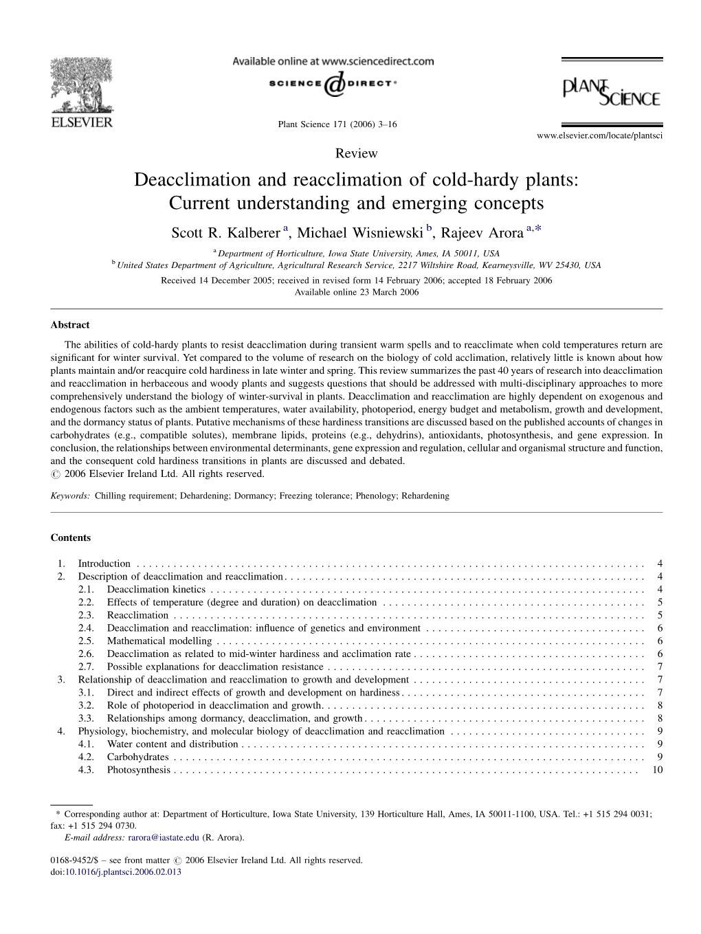 Deacclimation and Reacclimation of Cold-Hardy Plants: Current Understanding and Emerging Concepts Scott R