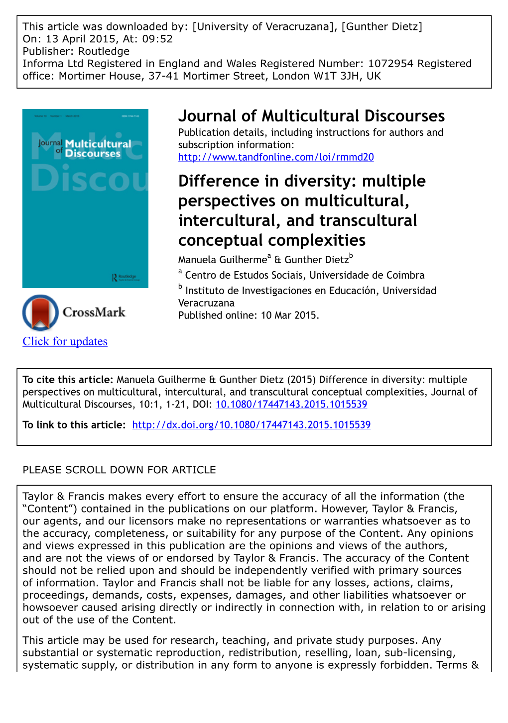 Difference in Diversity: Multiple Perspectives on Multicultural