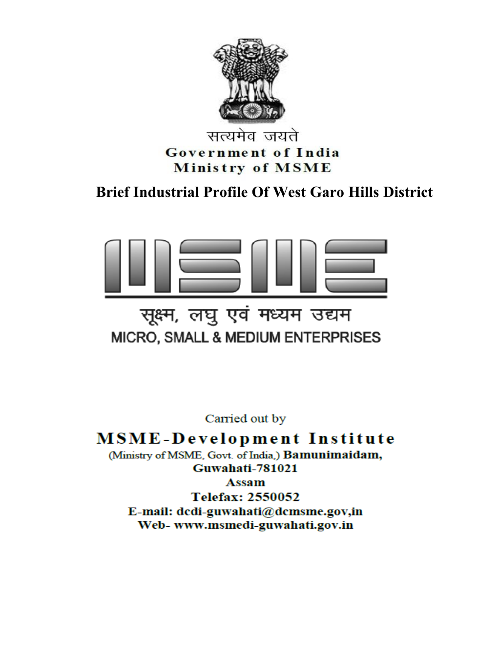 Brief Industrial Profile of West Garo Hills District