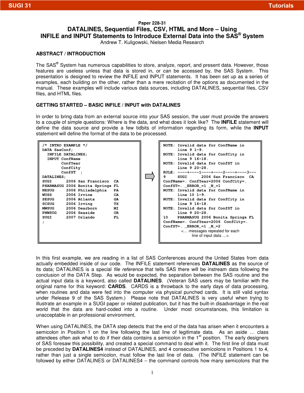 DATALINES, Sequential Files, CSV, HTML, and More