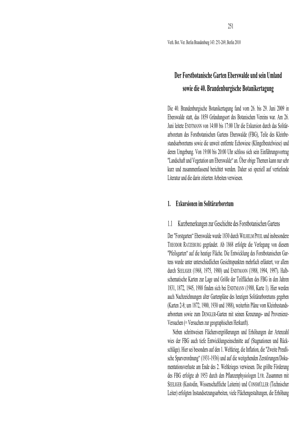 Der Forstbotanische Garten Eberswalde Und Sein Umland Sowie Die 40. Brandenburgische Botanikertagung