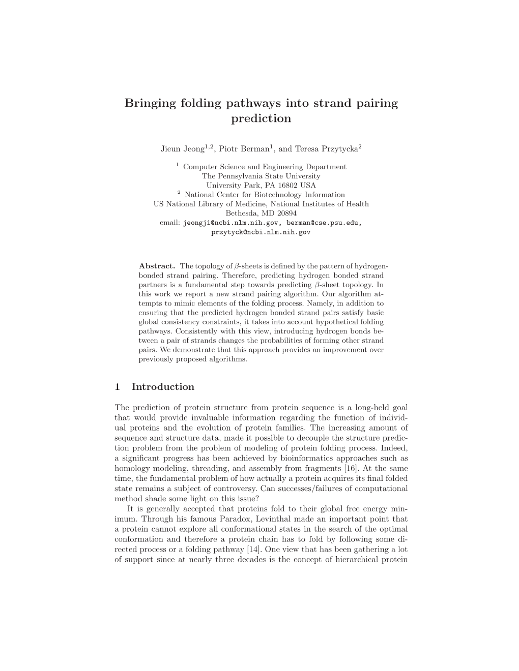 Bringing Folding Pathways Into Strand Pairing Prediction