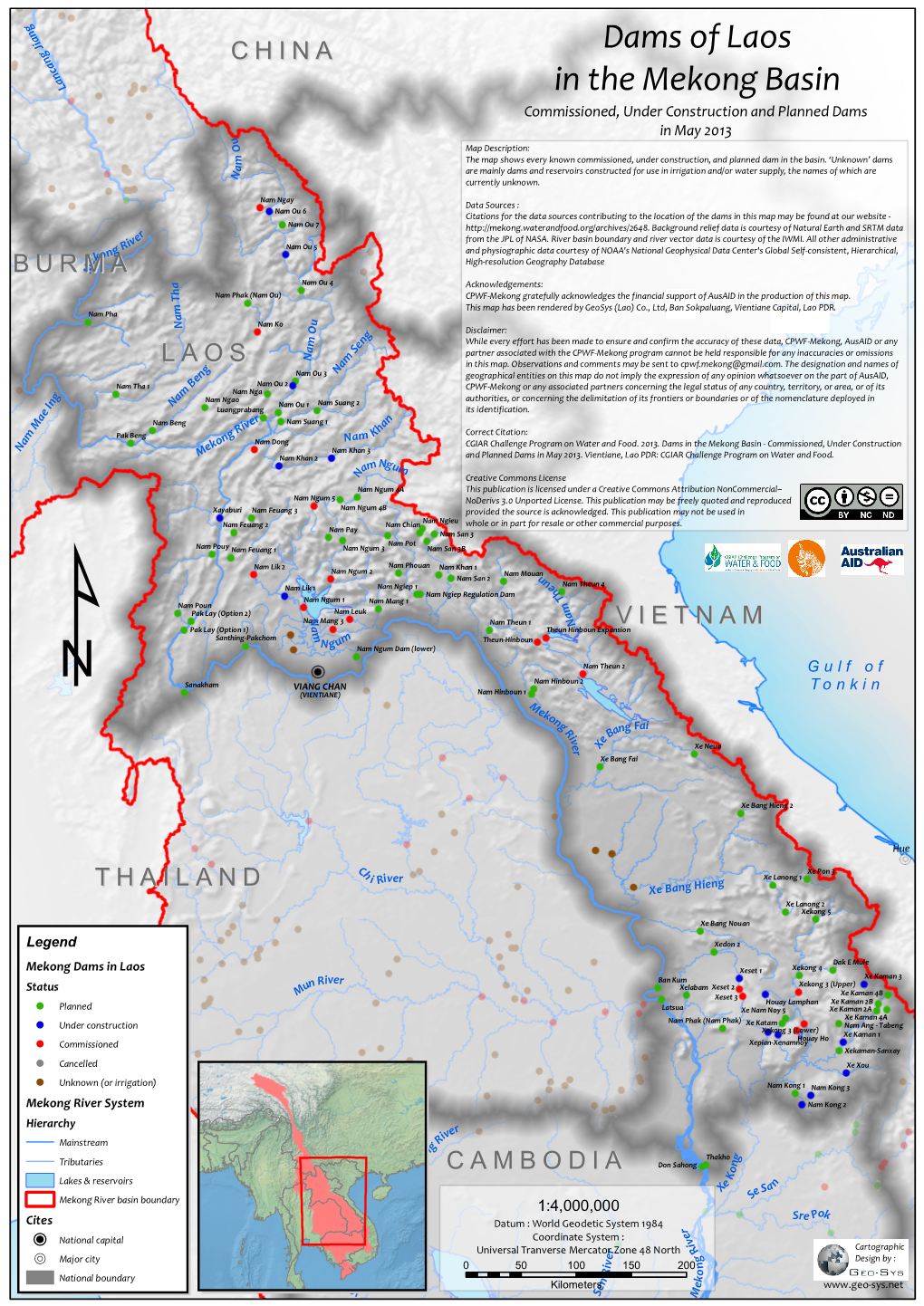 Dams of Laos in the Mekong Basin