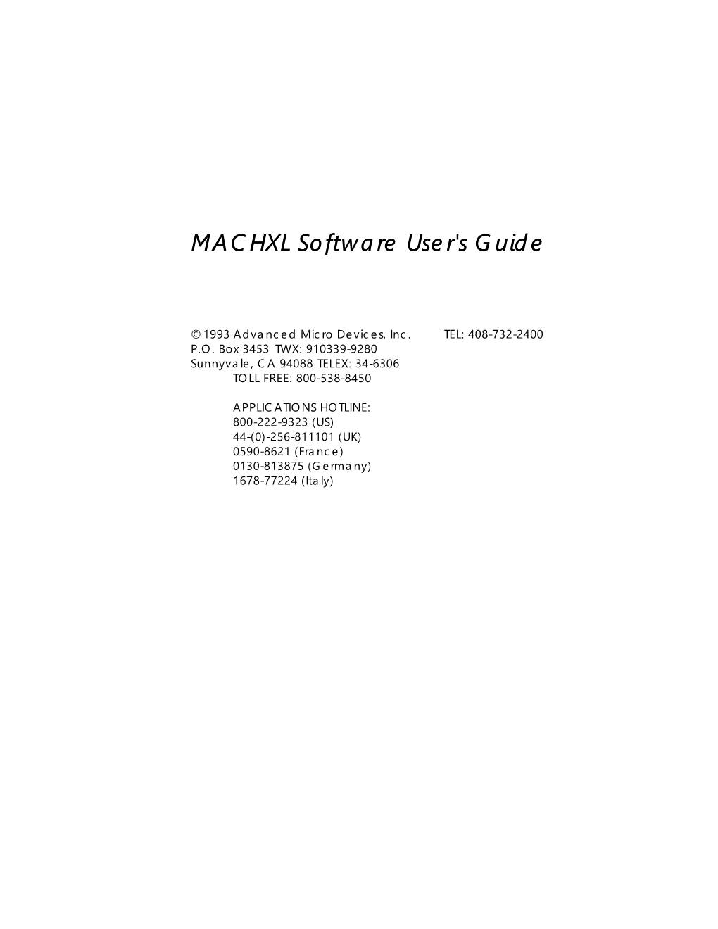 MACHXL Software User's Guide