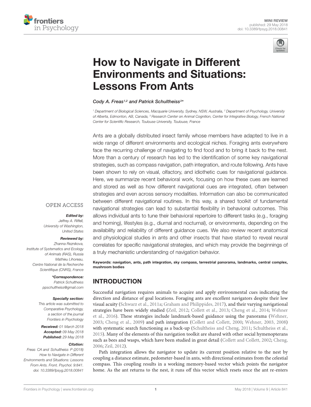 How to Navigate in Different Environments and Situations: Lessons from Ants