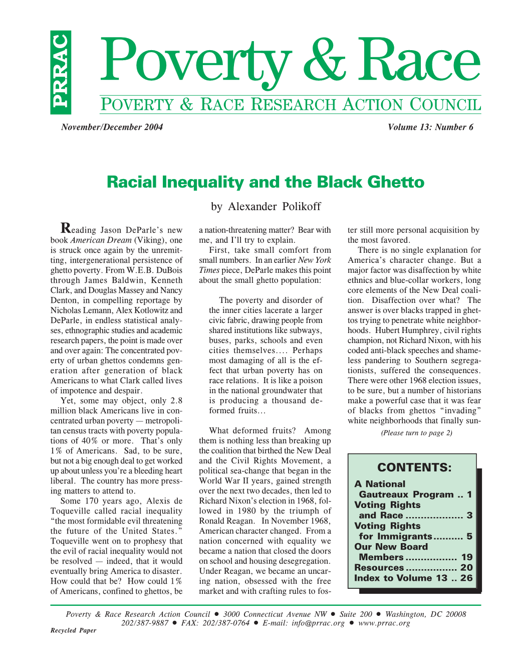 Racial Inequality and the Black Ghetto by Alexander Polikoff