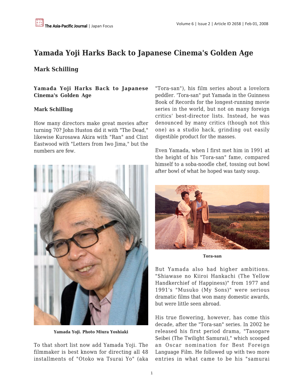 Yamada Yoji Harks Back to Japanese Cinema's Golden Age