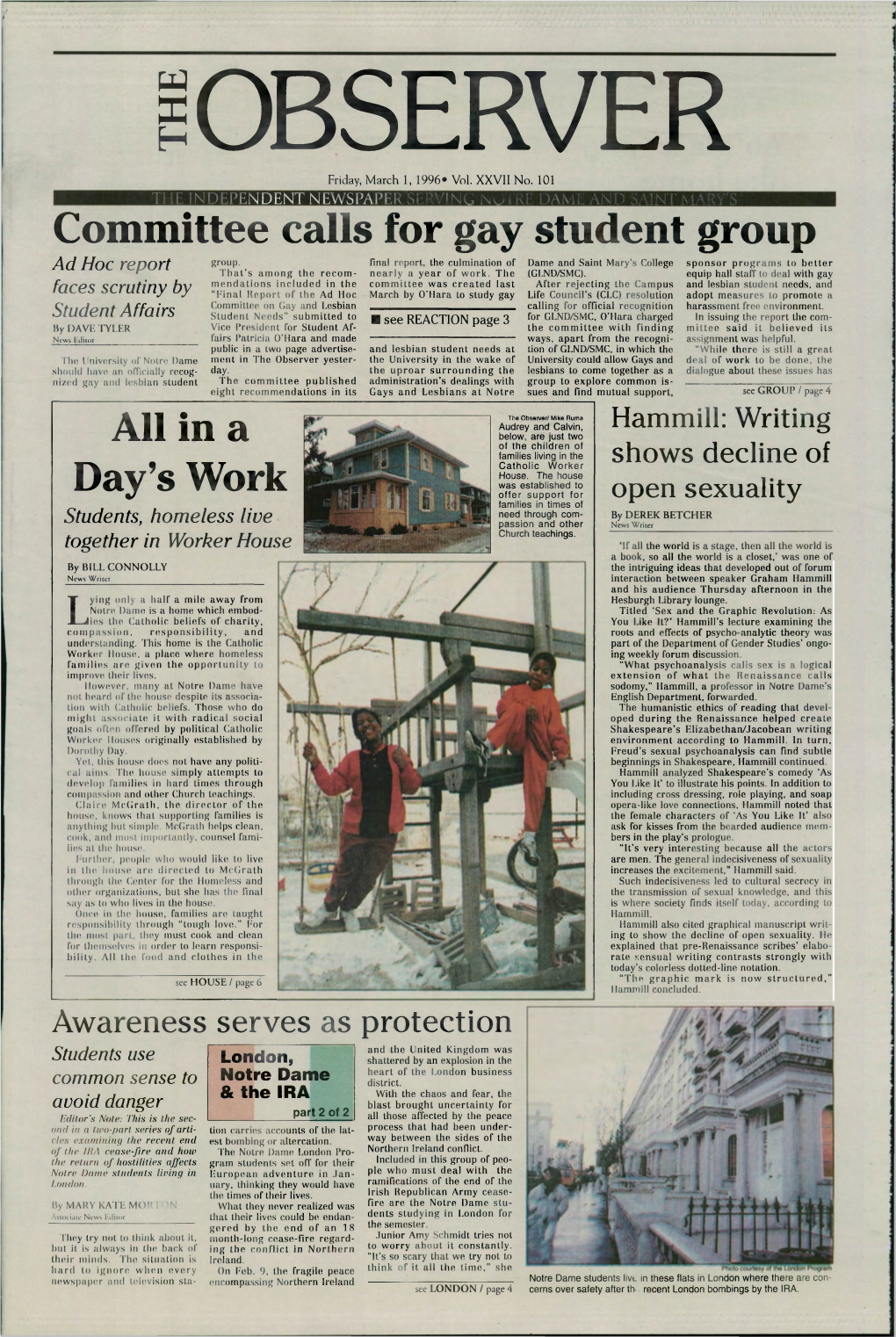 All in a Day's Work Committee Calls for Gay Student Group