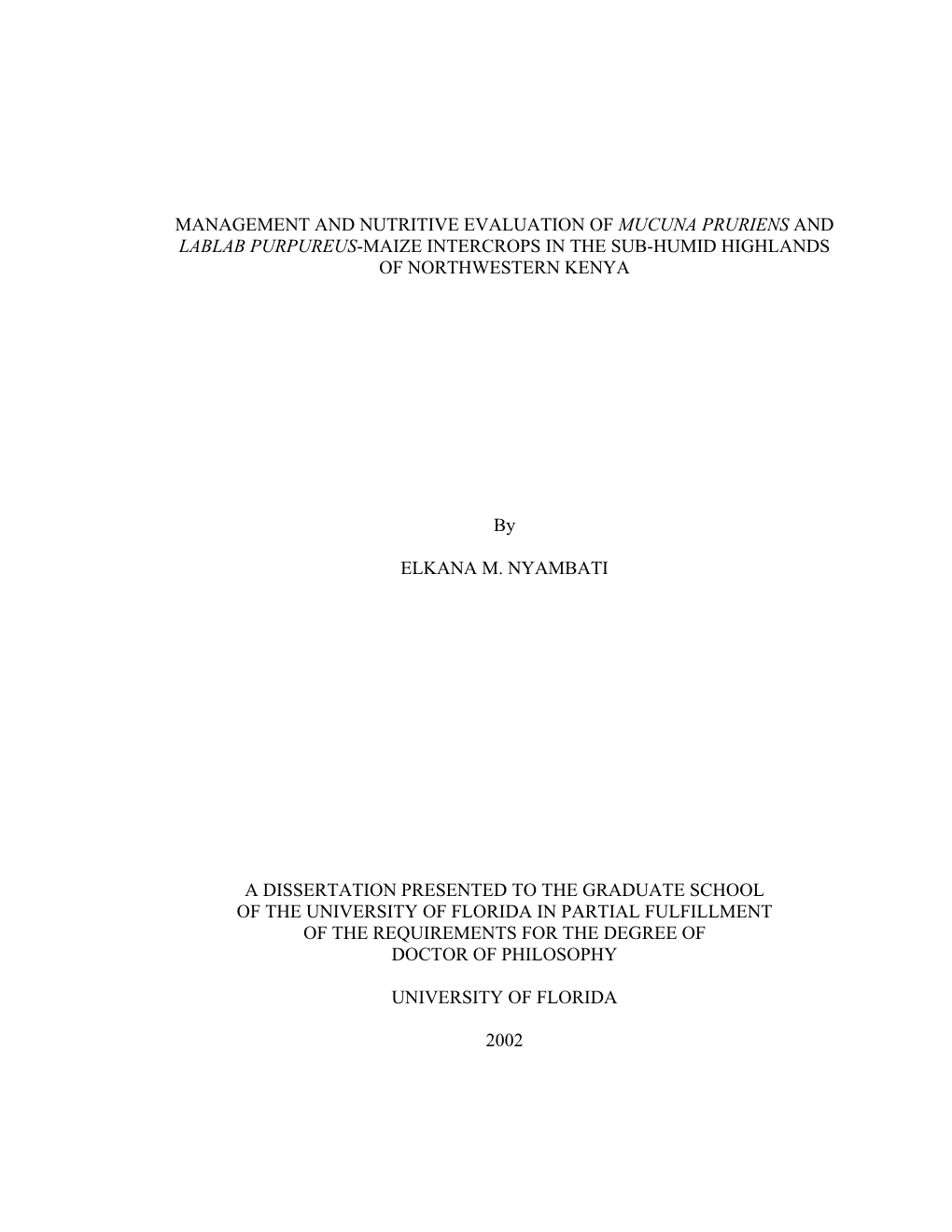 Management and Nutritive Evaluation of Mucuna Pruriens and Lablab Purpureus-Maize Intercrops in the Sub-Humid Highlands of Northwestern Kenya