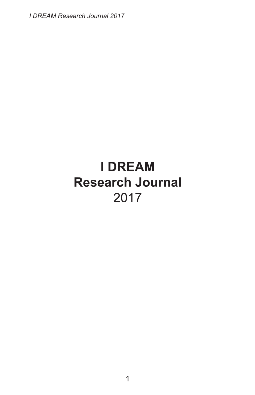 I DREAM Research Journal 2017