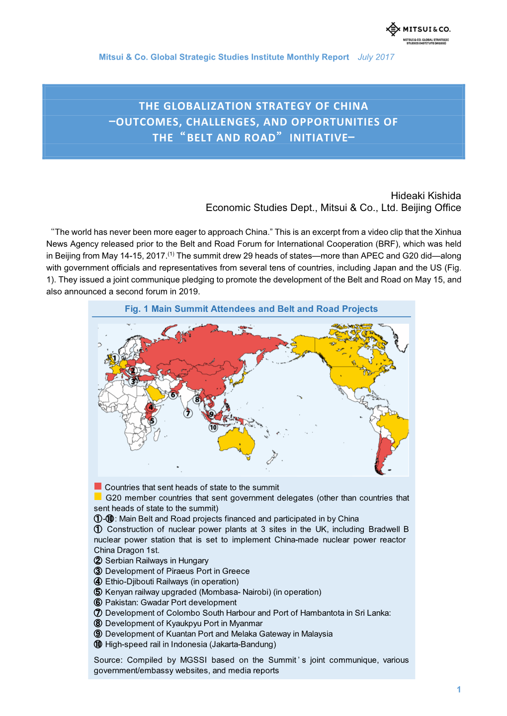 The Globalization Strategy of China —Outcomes, Challenges, and Opportunities of The“Belt and Road”Initiative—