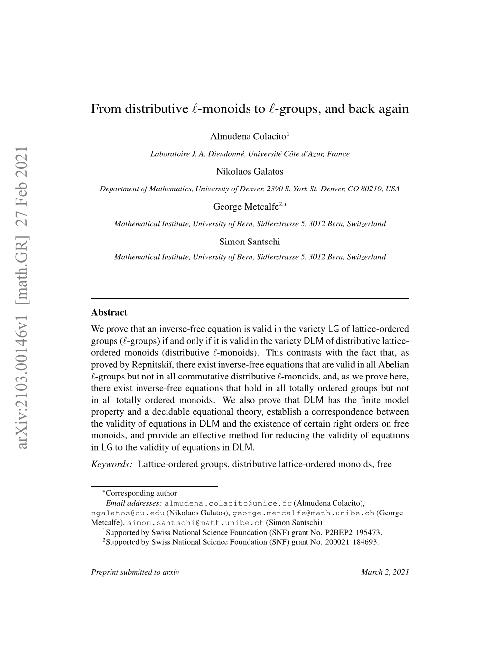 From Distributive -Monoids to -Groups, and Back Again