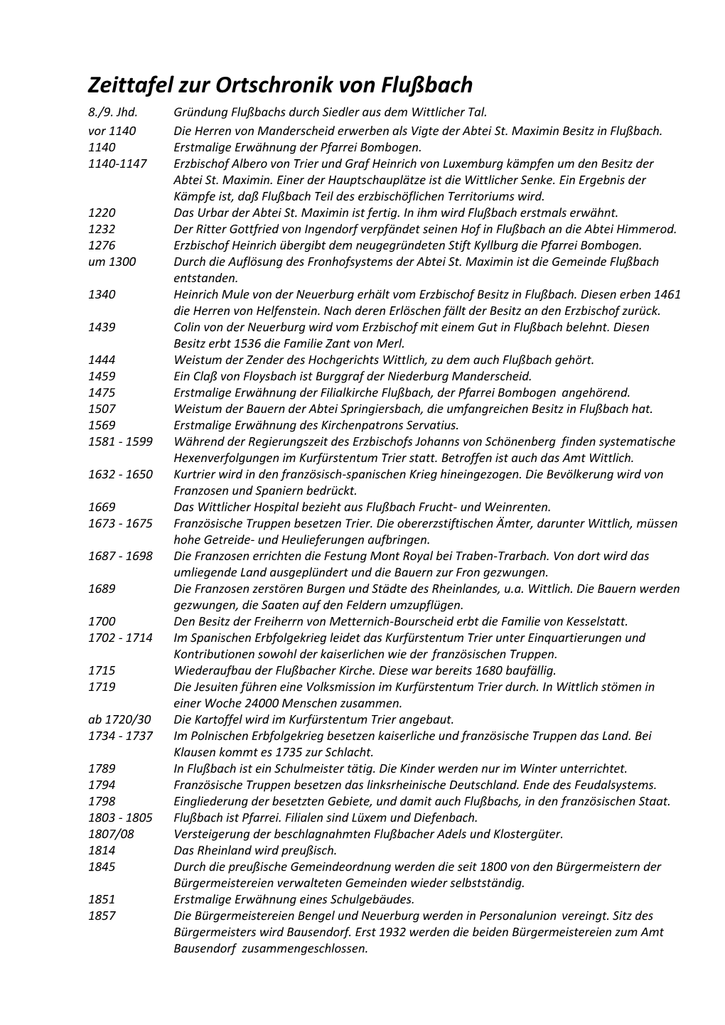 Zeittafel Zur Ortschronik Von Flußbach 2013.PDF