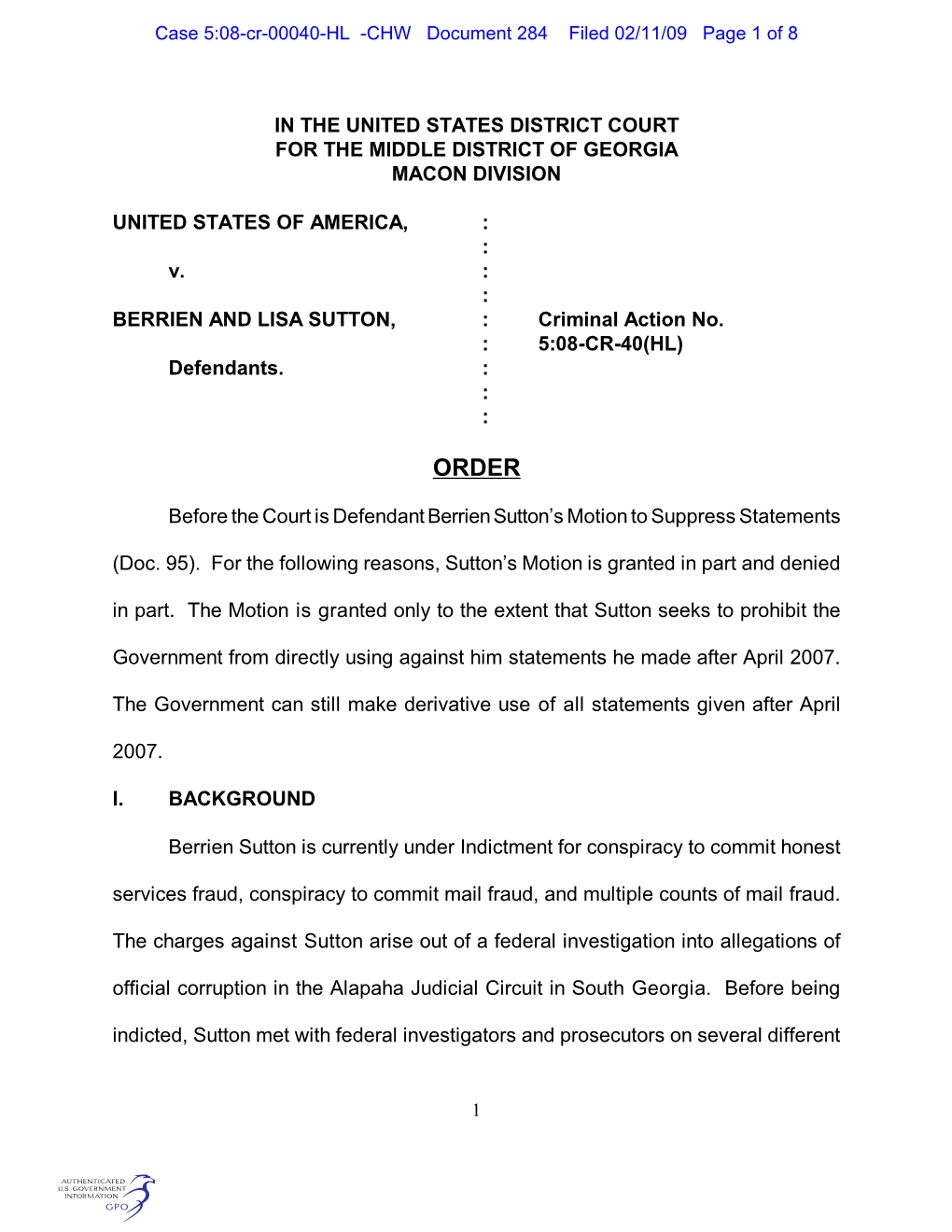 In the United States District Court for the Middle District of Georgia Macon Division