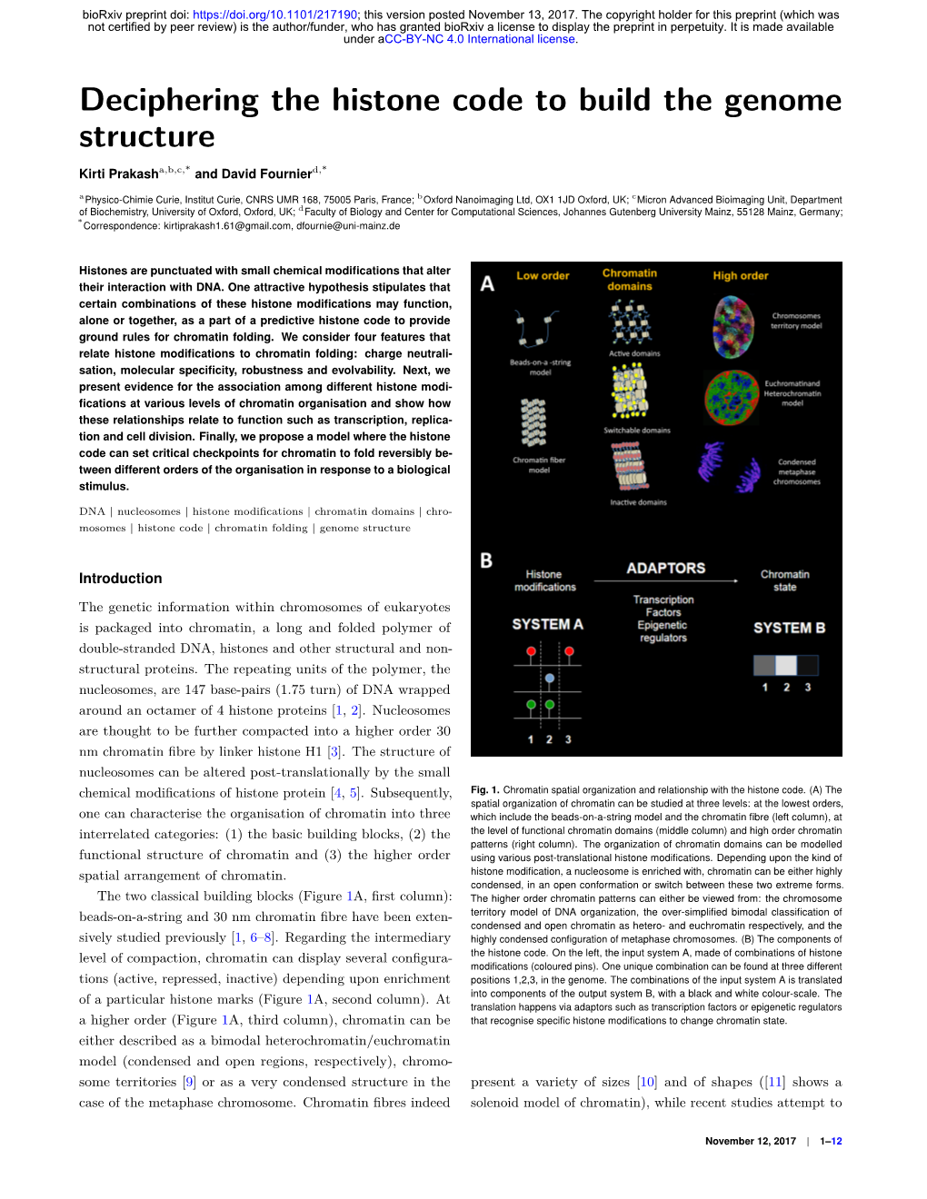 Deciphering the Histone Code to Build the Genome Structure