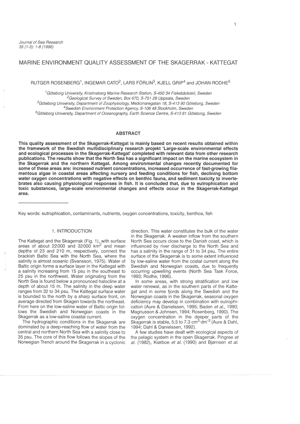 Marine Environment Quality Assessment of the Skagerrak - Kattegat