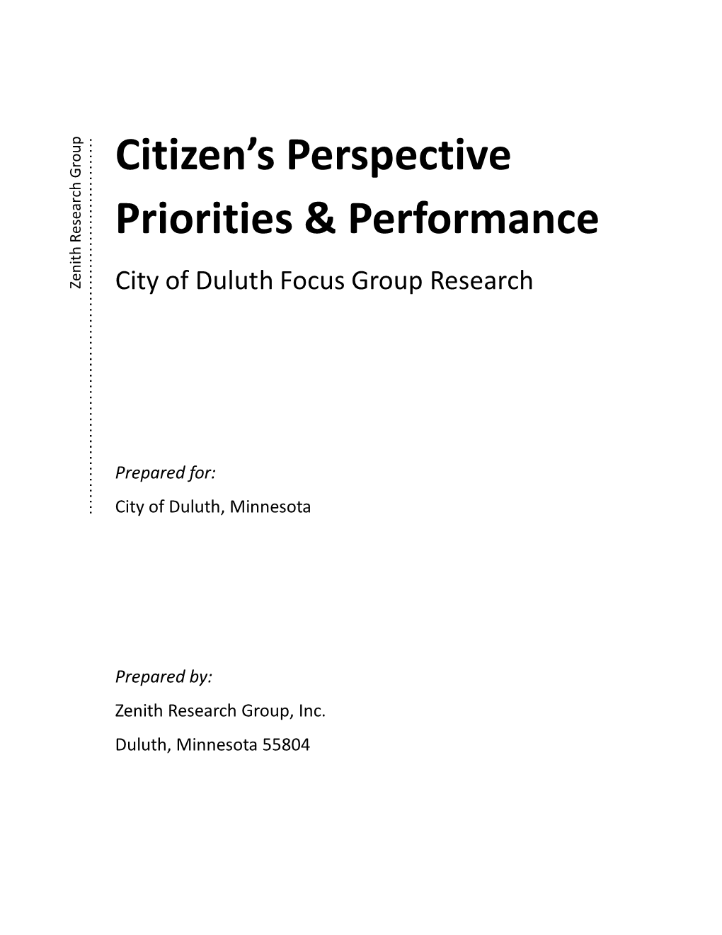 Citizen's Perspective Priorities & Performance