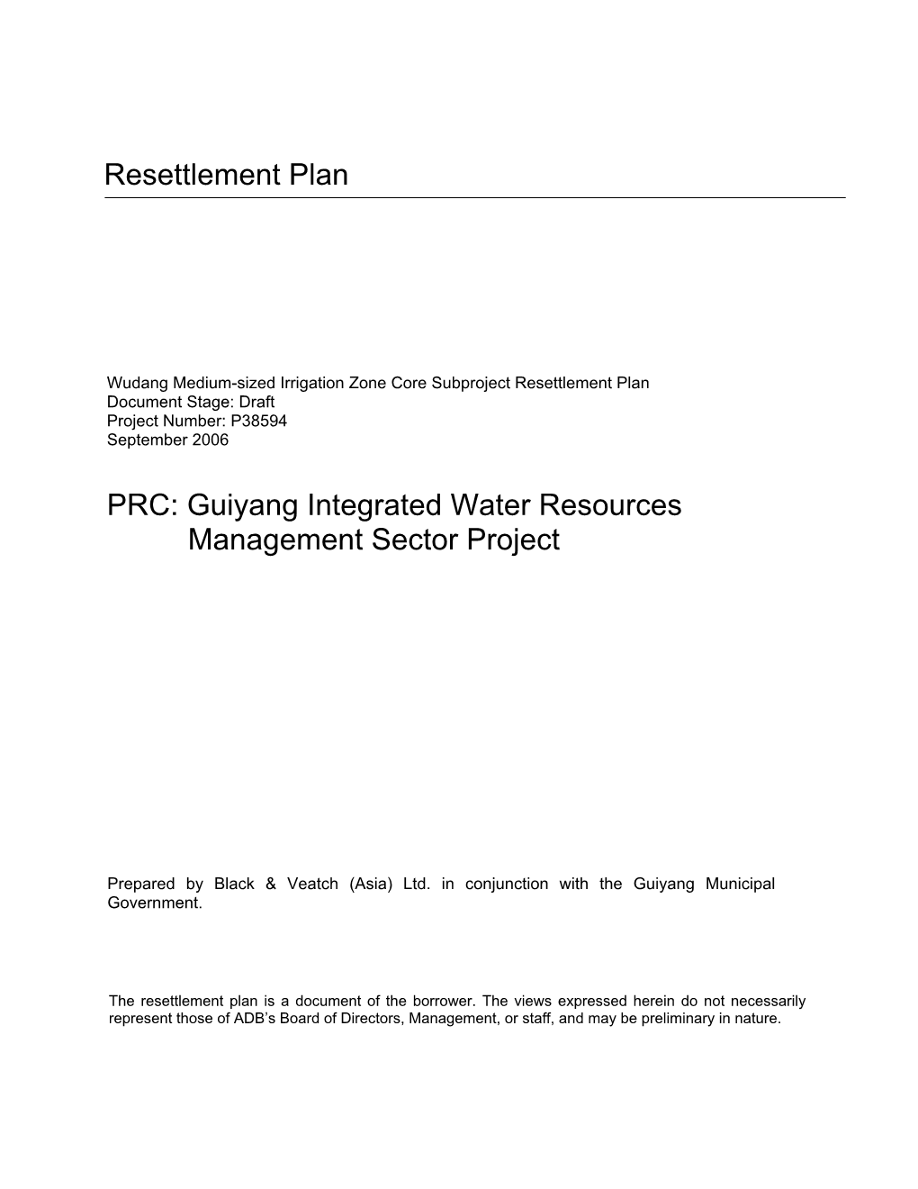 Guiyang Integrated Water Resources Management Sector Project