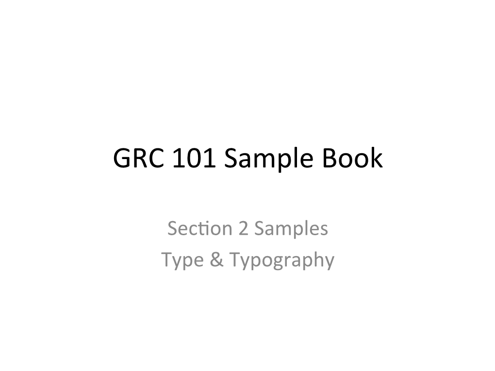 GRC 101 Sample Book