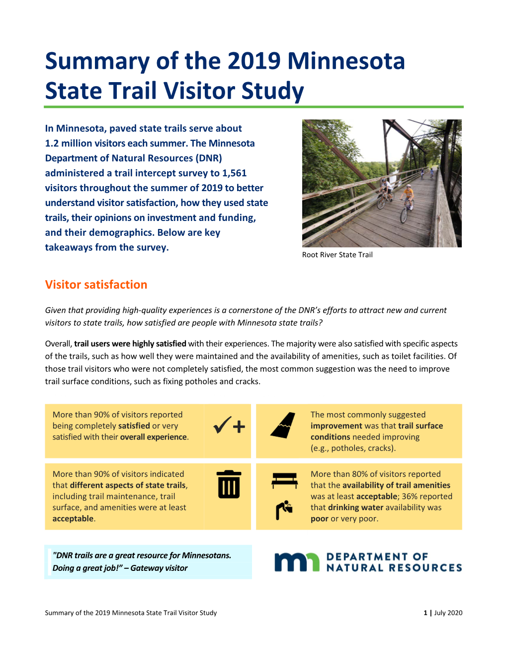 Summary of the 2019 Minnesota State Trail Visitor Study