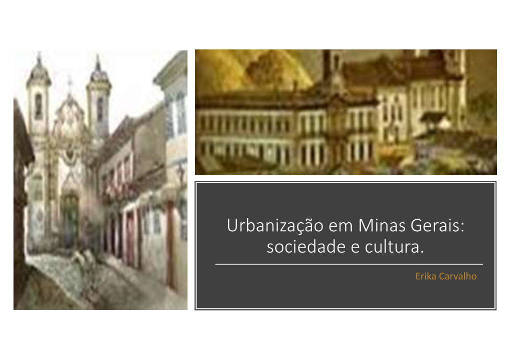 Urbanização Em Minas Gerais: Sociedade E Cultura