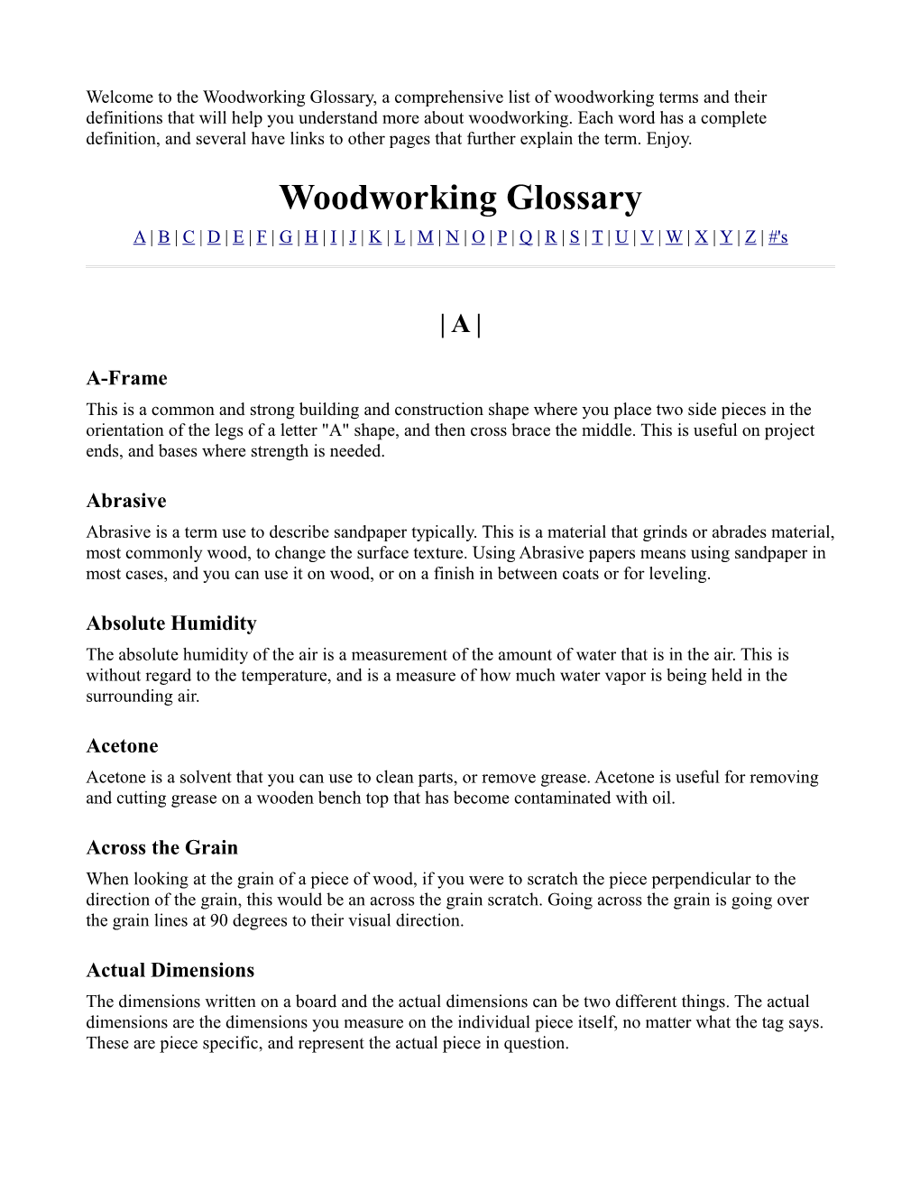 Woodworking Glossary, a Comprehensive List of Woodworking Terms and Their Definitions That Will Help You Understand More About Woodworking